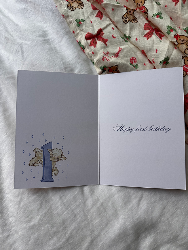 1st Birthday Lamb ~ Heirloom Card
