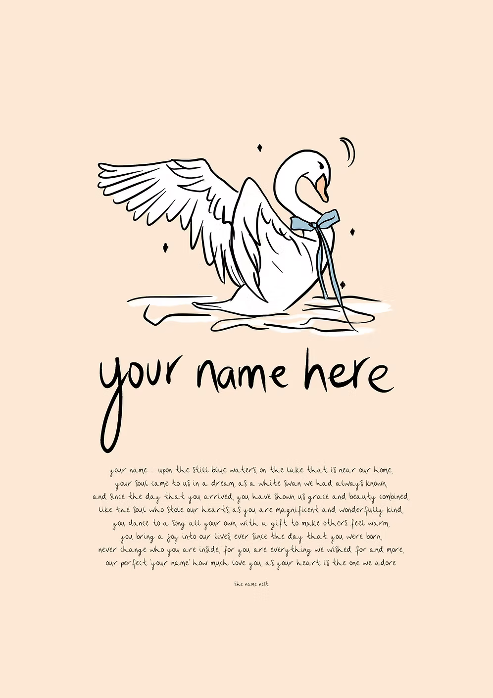 Swan - Personalised Name Artwork