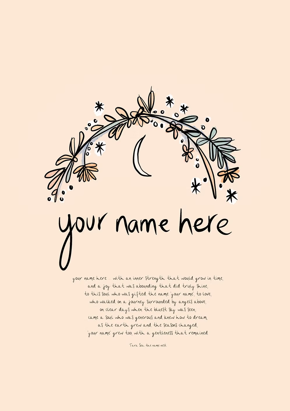 Moonlight Wreath - Personalised Name Artwork
