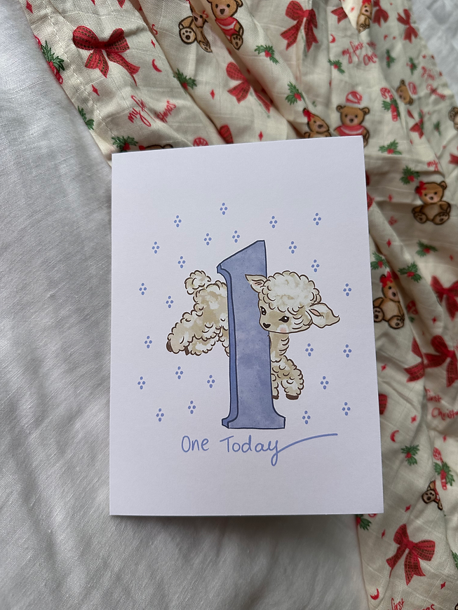 1st Birthday Lamb ~ Heirloom Card