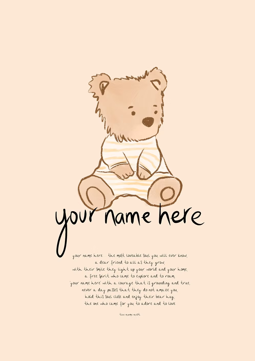 Teddy Bear - Personalised Name Artwork