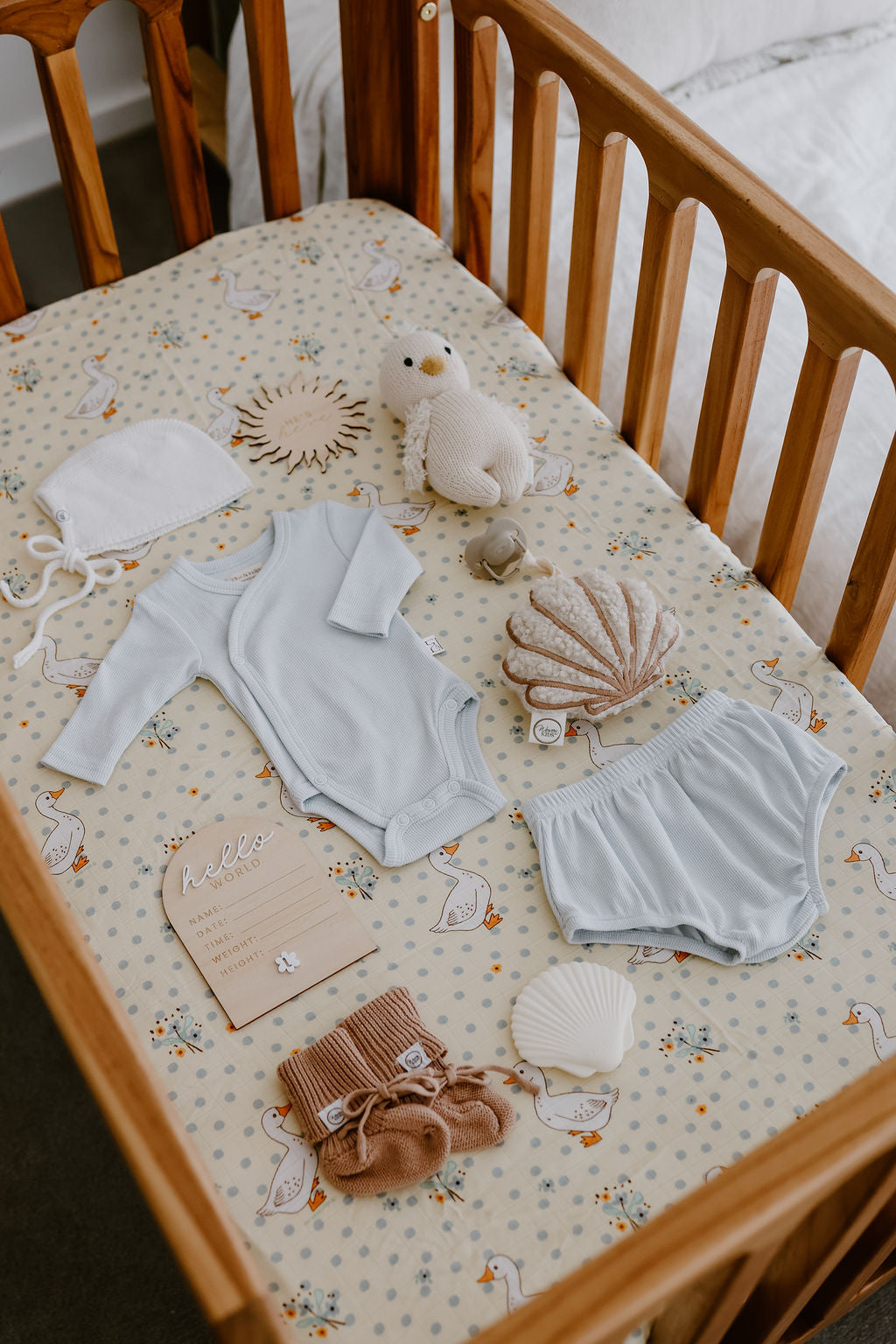 French Geese - Fitted Cot Sheet
