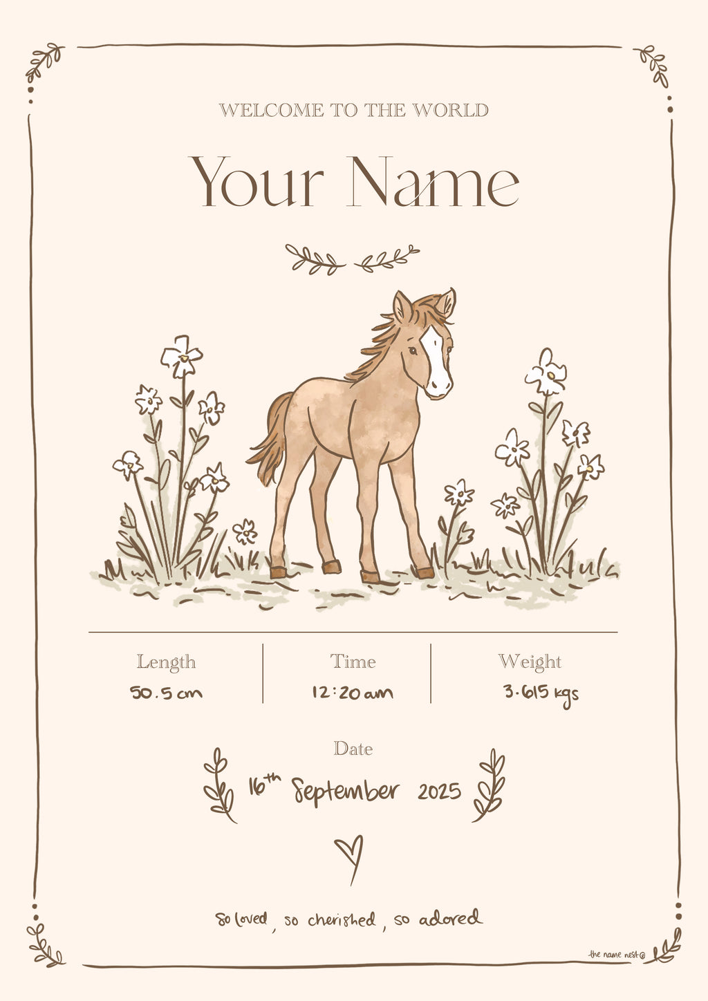 Birth Detail Foal Artwork