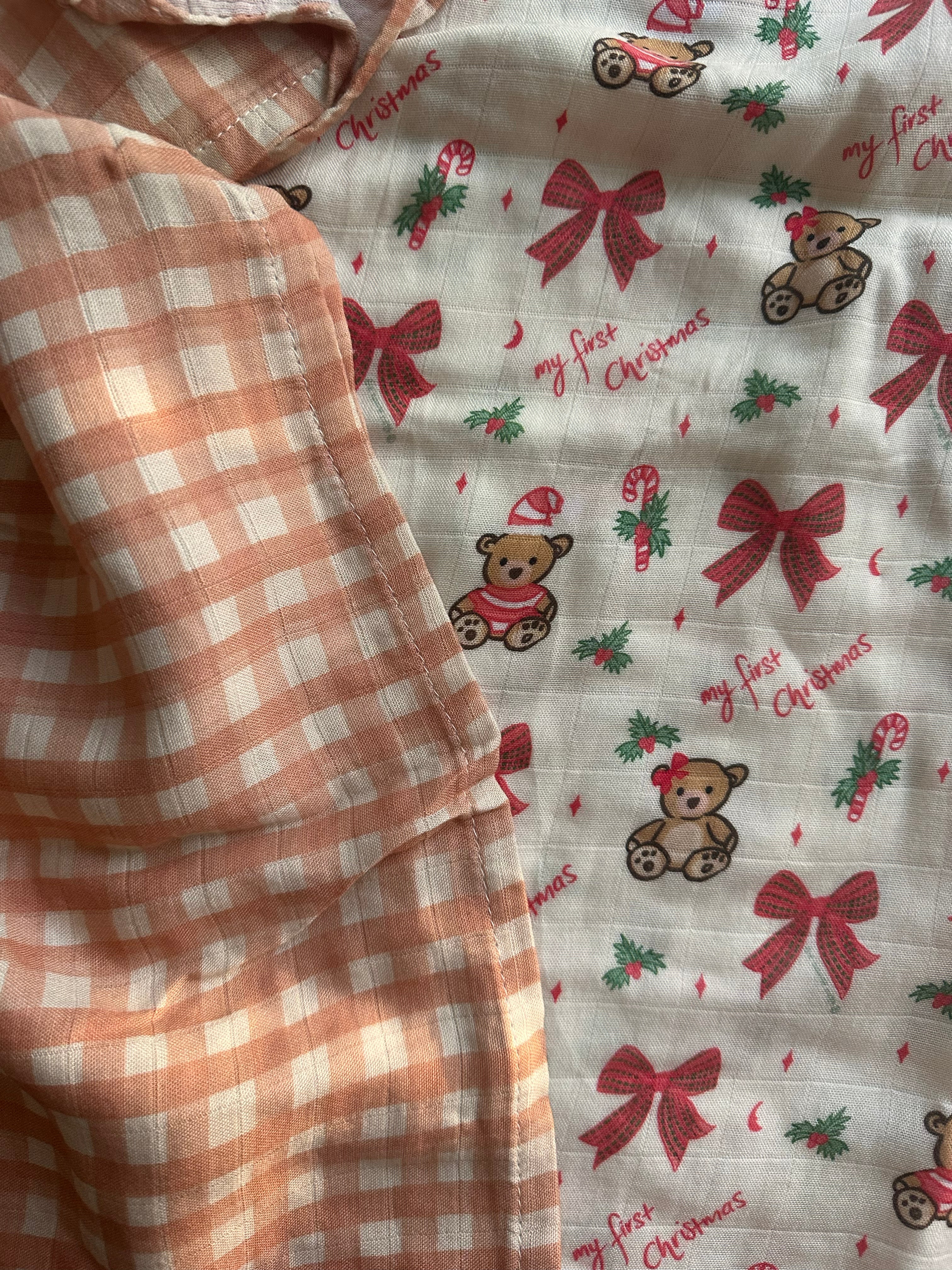 French Christmas Gingham - Swaddle