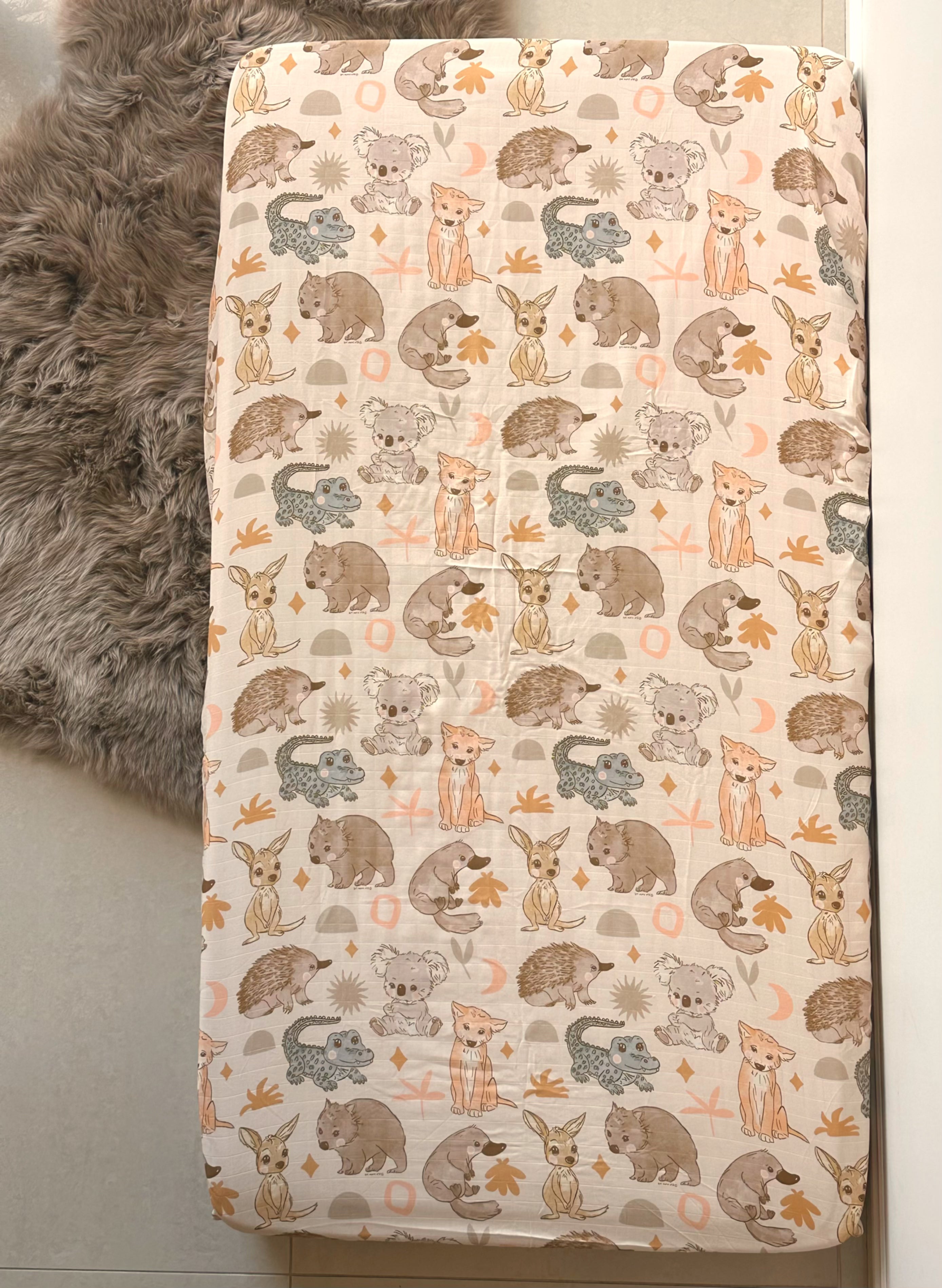 Australian Animals - Fitted Cot Sheet