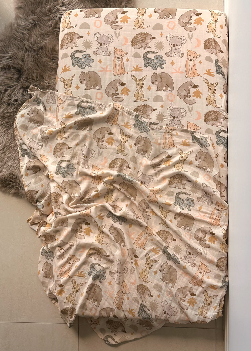 Australian Animals - Fitted Cot Sheet
