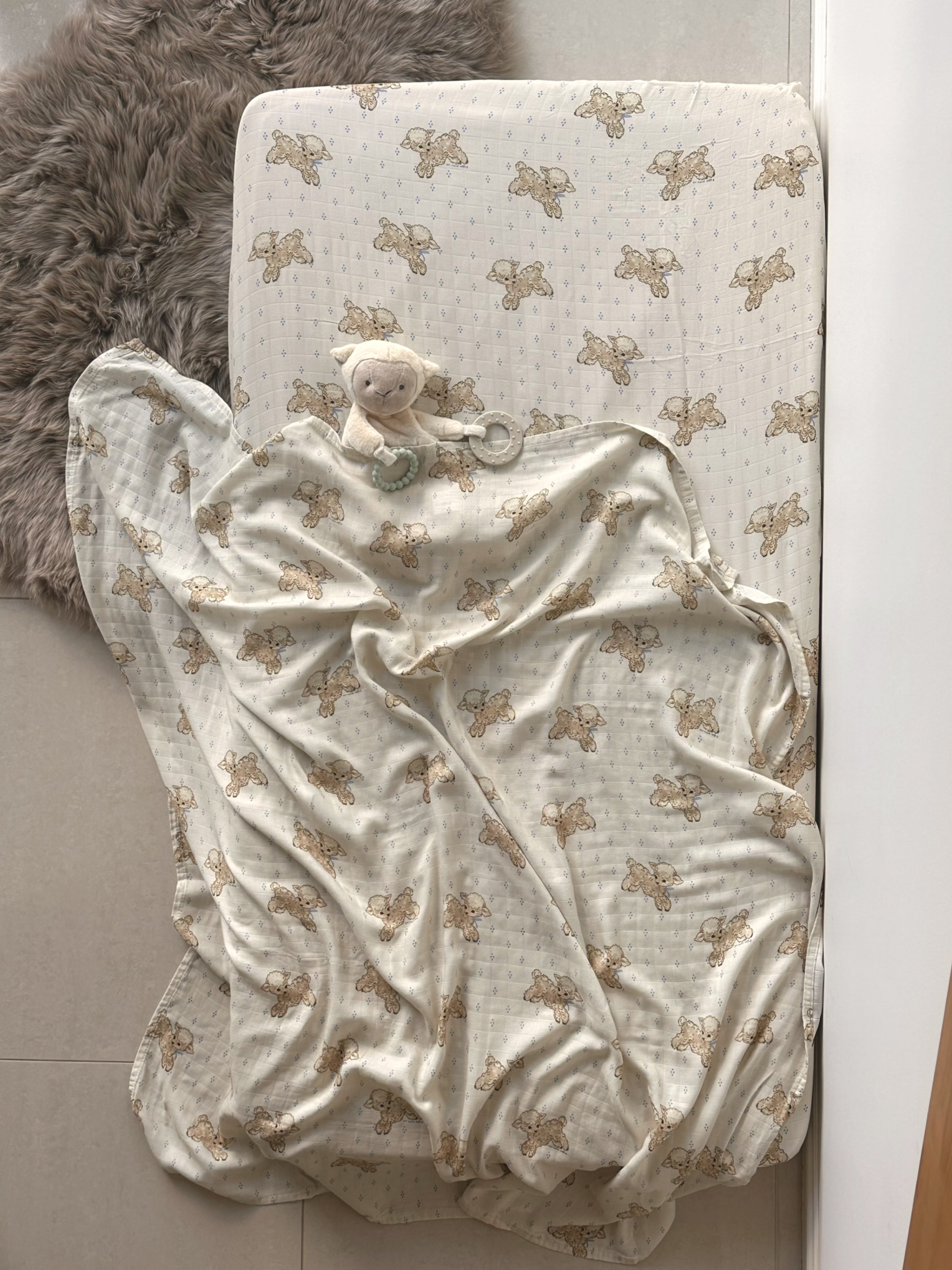 Lullaby Lambs - Fitted Cot Sheet