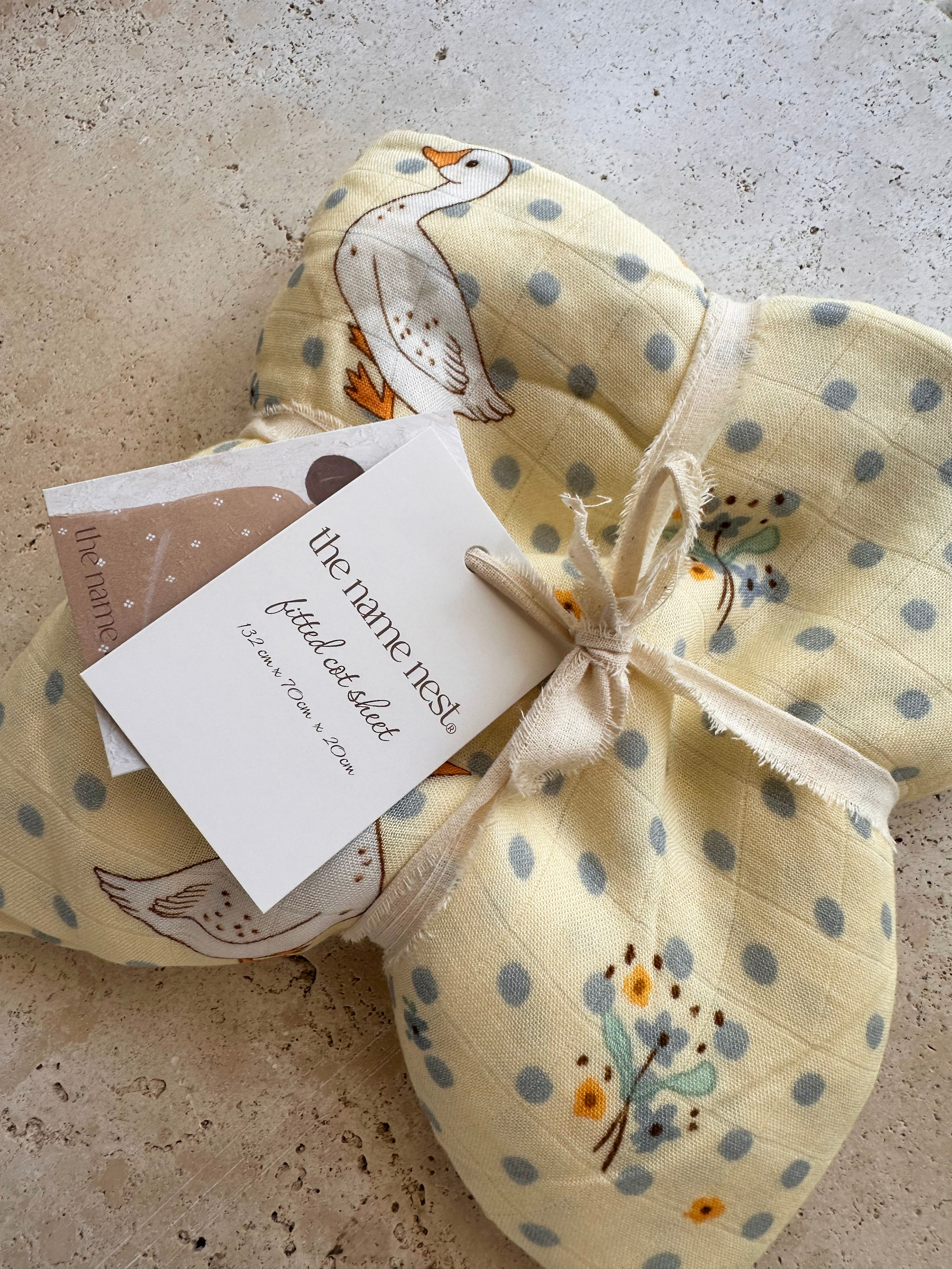 French Geese - Fitted Cot Sheet
