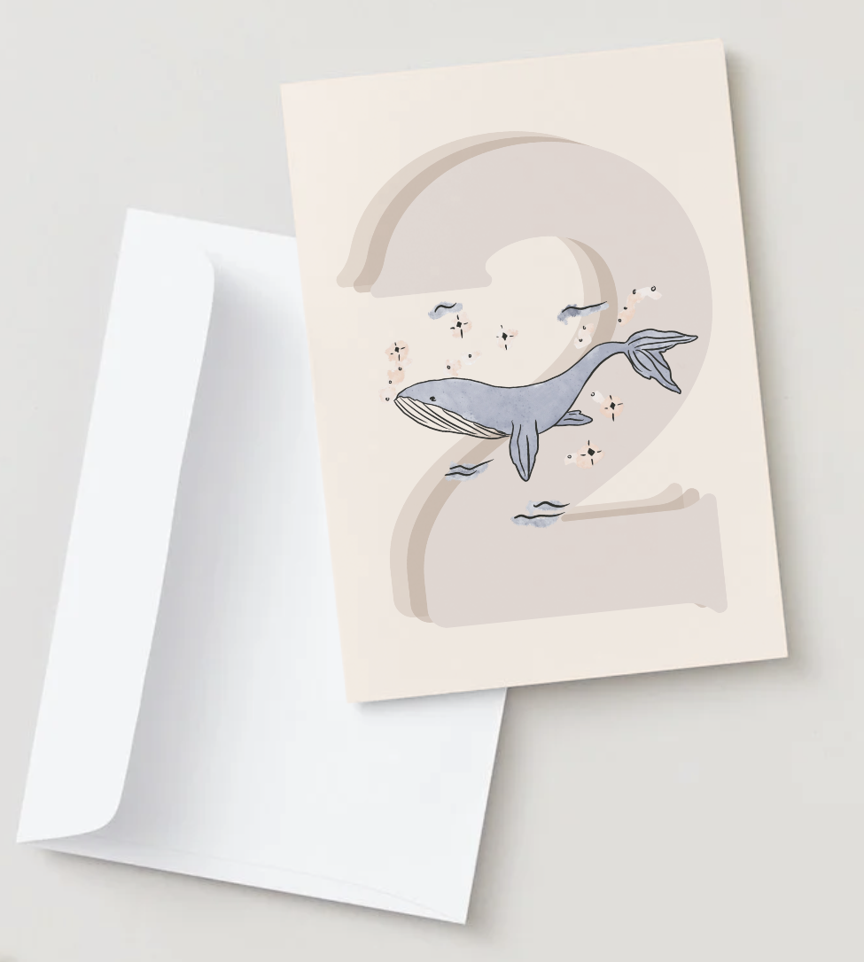 2nd Birthday Whale ~ Card