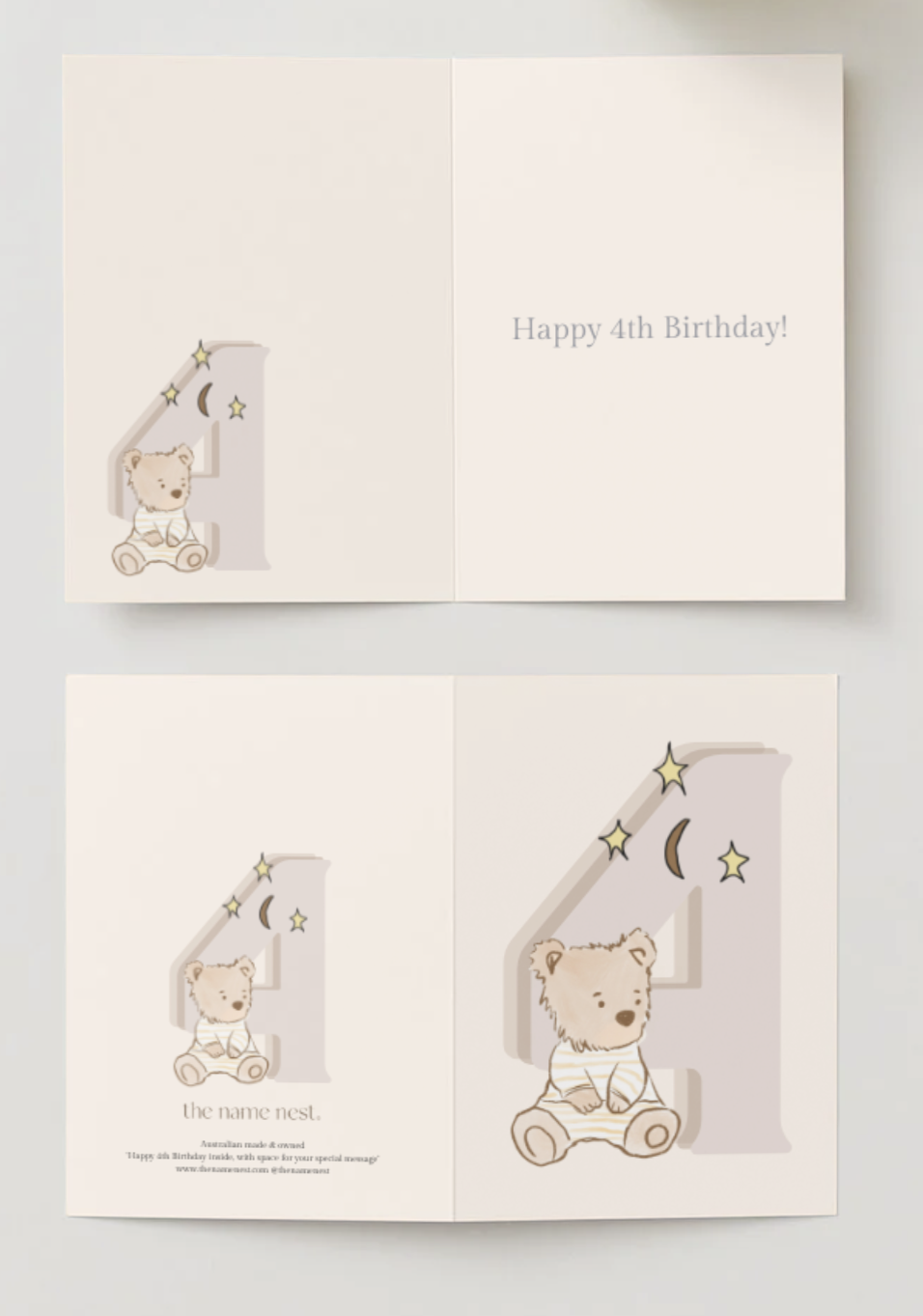 4th Birthday Teddy ~ Card