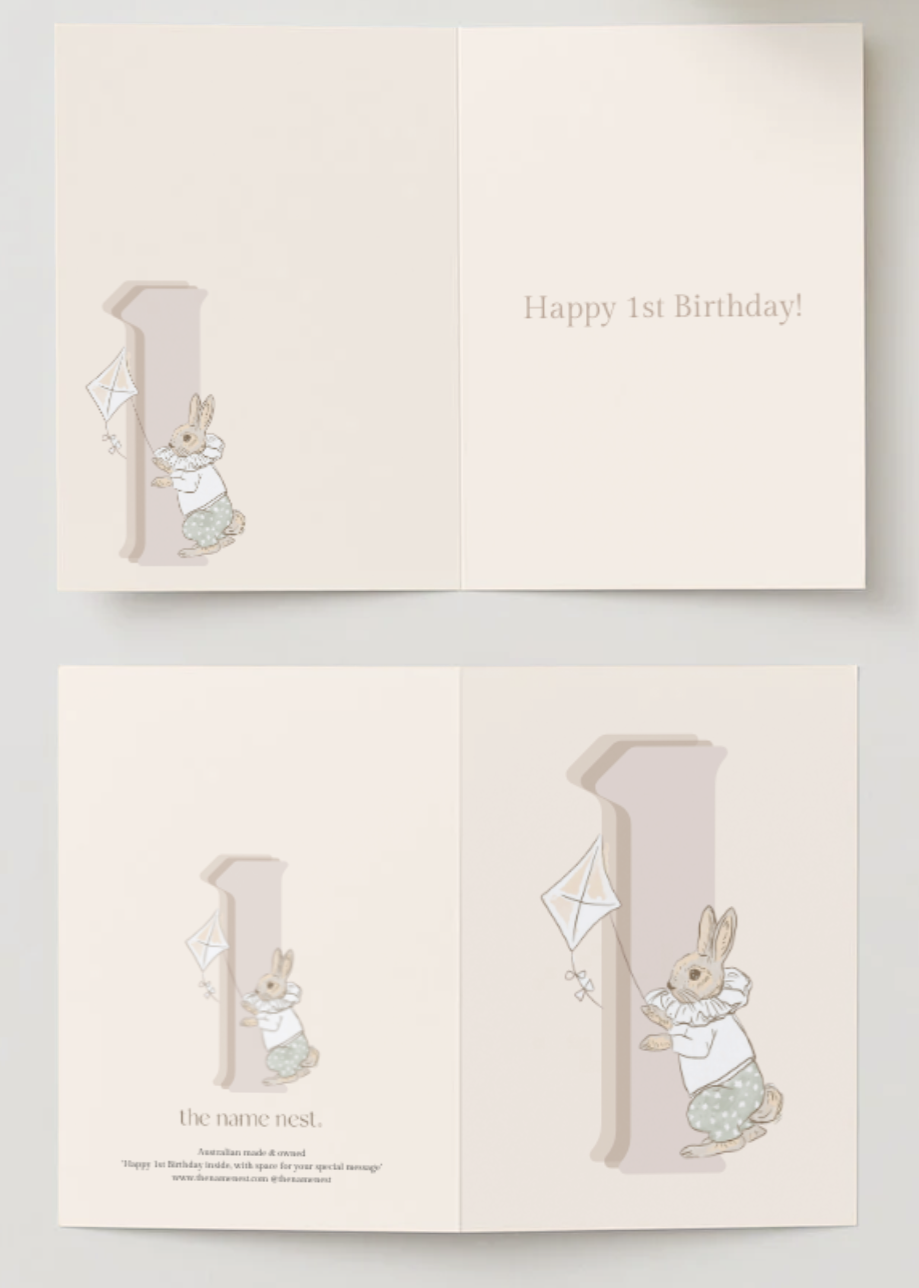 1st Birthday Rabbit ~ Card