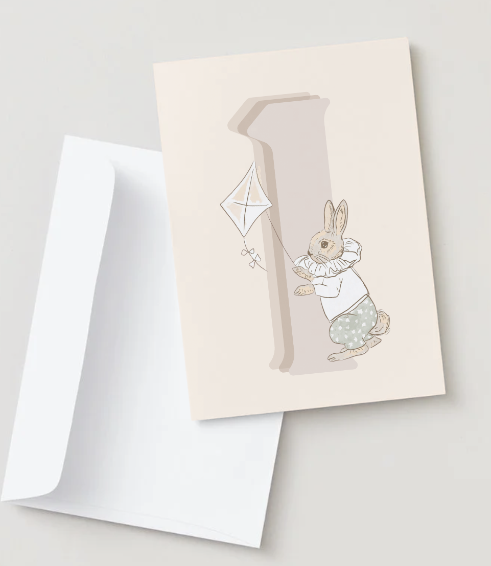 1st Birthday Rabbit ~ Card