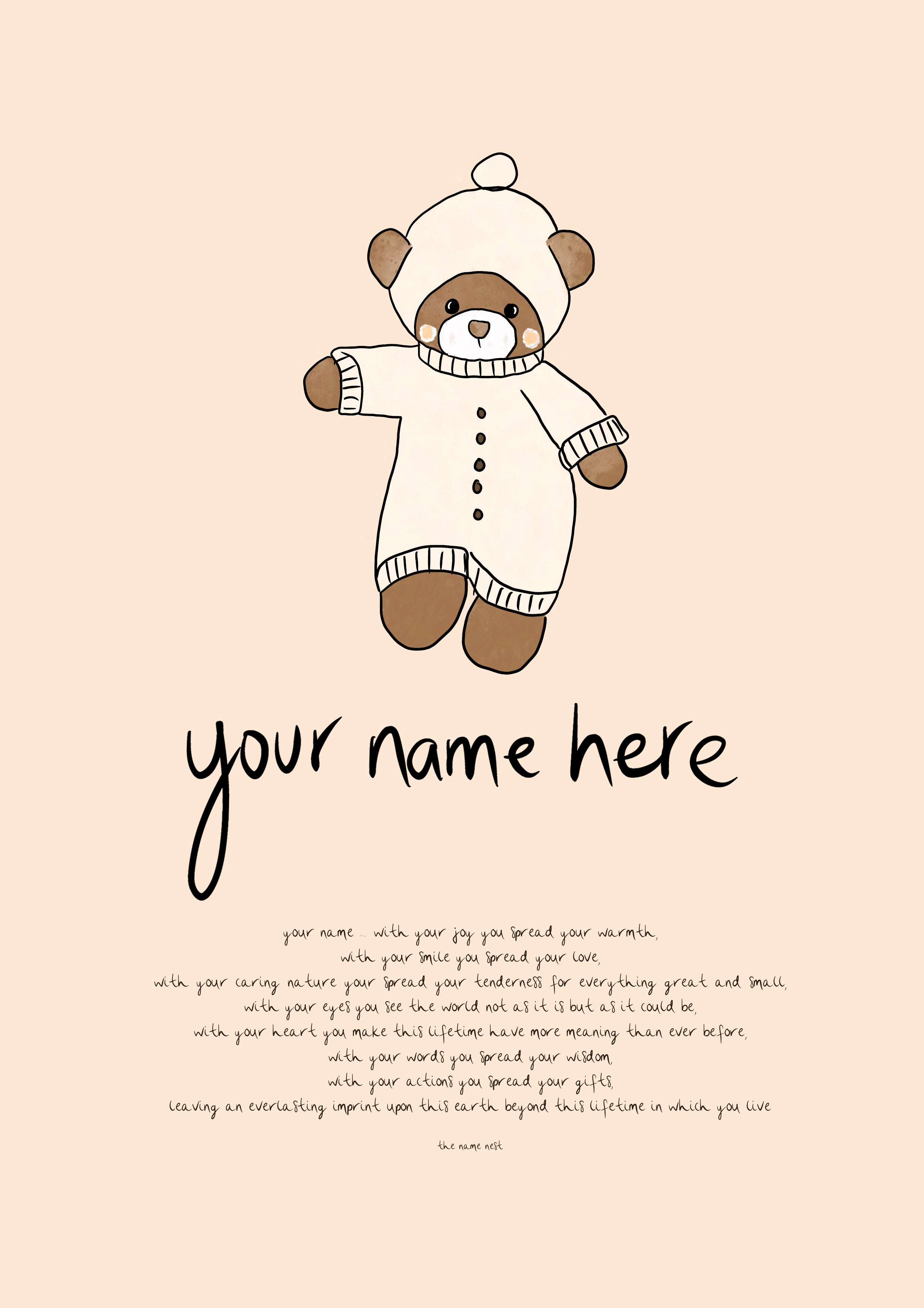 Teddy - Personalised Name Artwork