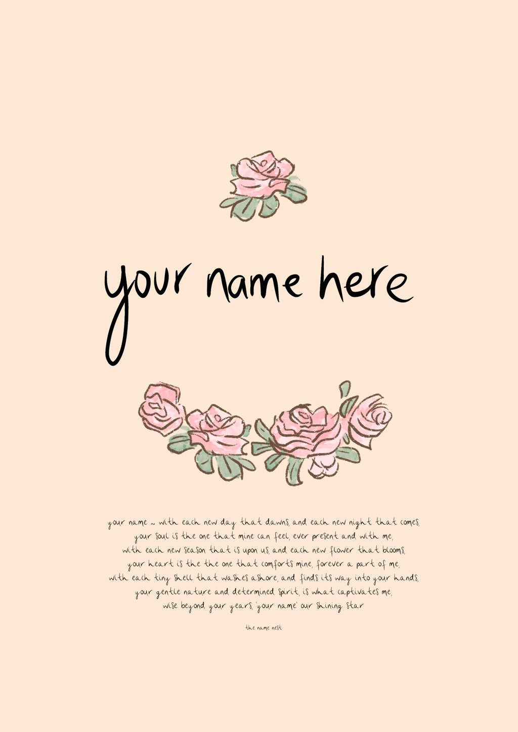 Vintage Rose - Personalised Name Artwork