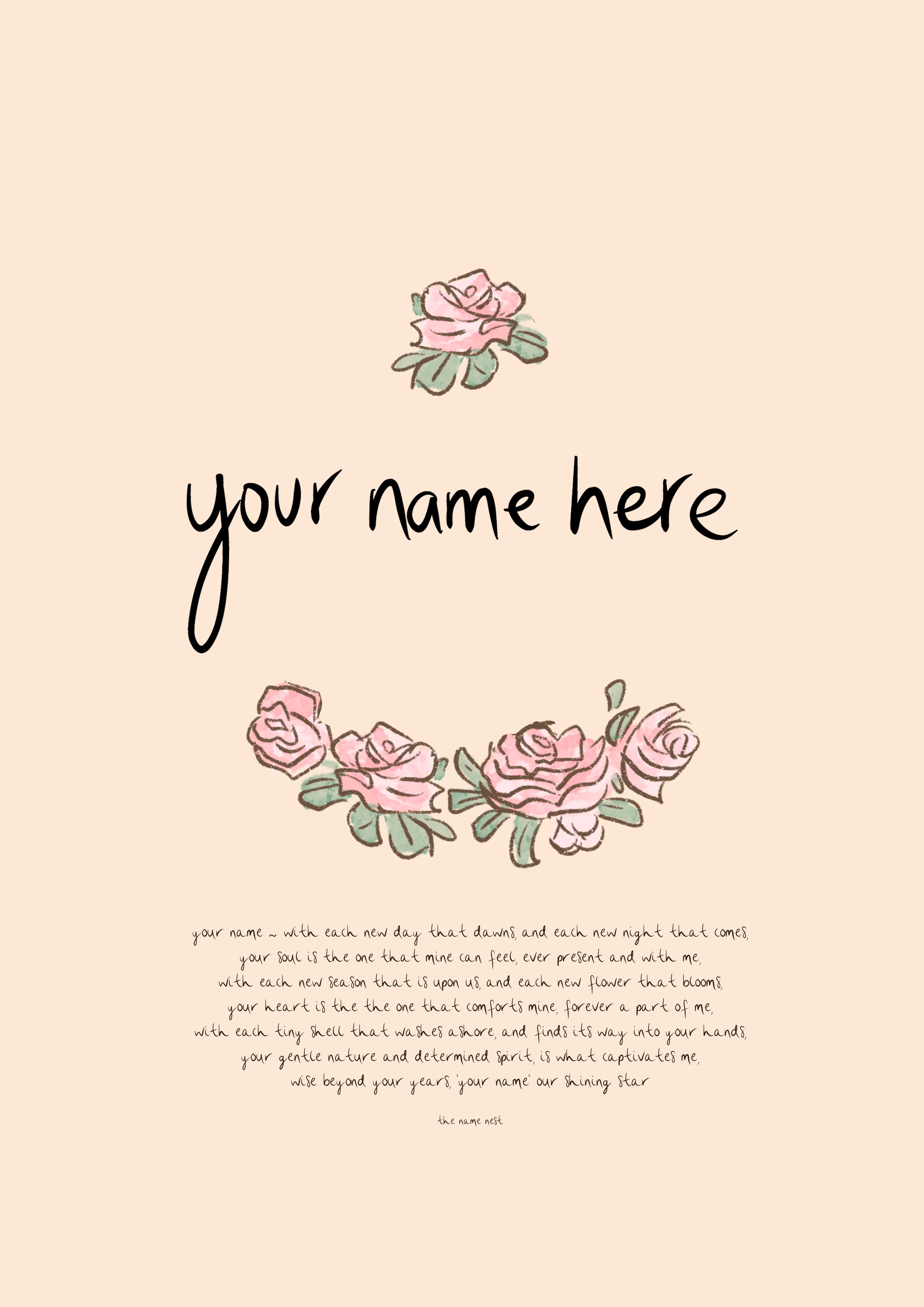 Vintage Rose - Personalised Name Artwork